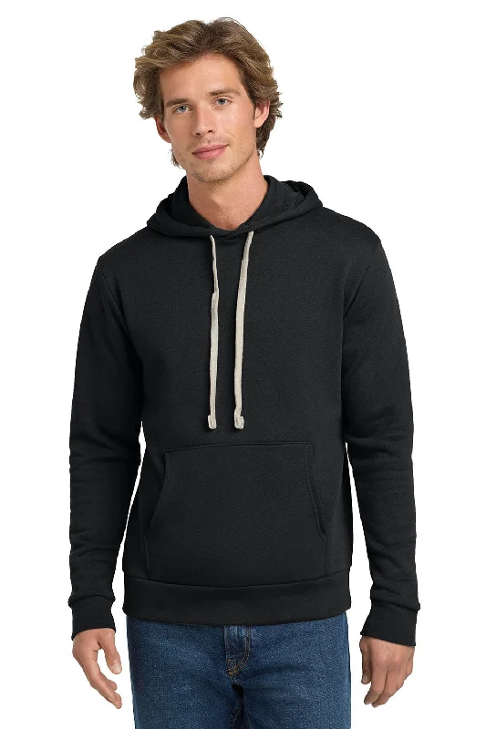 Men's performance active hoodie-Next Level Mens Fleece Hooded Sweatshirt Hoodie w/ Pouch Pocket - Graphite Black