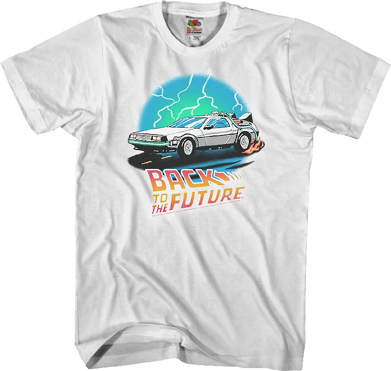 Men's embroidered t-shirt-Back To The Future DeLorean T-Shirt