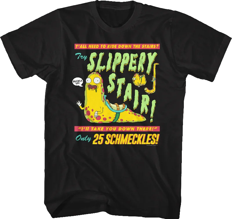 Men's biodegradable t-shirt-Slippery Stair Rick and Morty T-Shirt