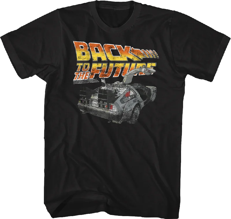 Men's activewear t-shirt-Black Distressed Back to the Future Shirt