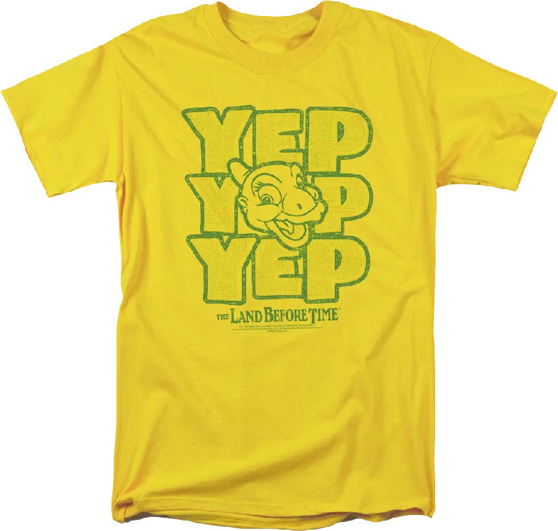 Men's contrast sleeve t-shirt-Ducky Yep Yep Yep Land Before Time T-Shirt