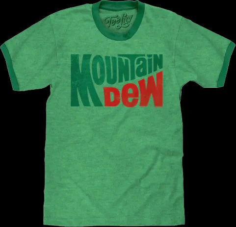 Men's embroidered t-shirt-Mountain Dew Ringer Shirt