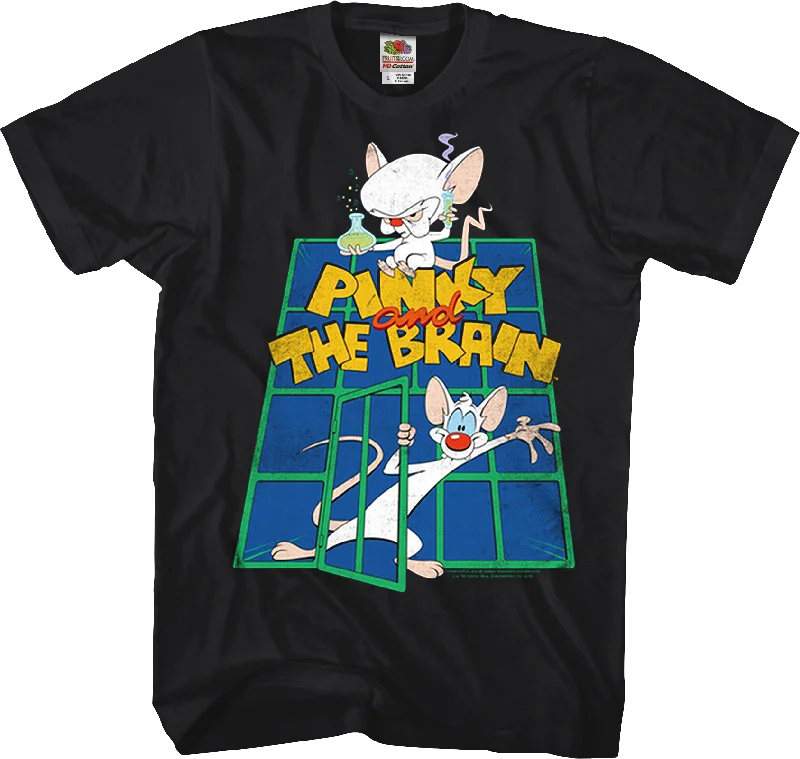 Men's luxury blend t-shirt-Pinky And The Brain Out Of The Cage Animaniacs T-Shirt