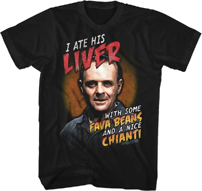 Men's embroidered t-shirt-Ate His Liver Silence of the Lambs T-Shirt