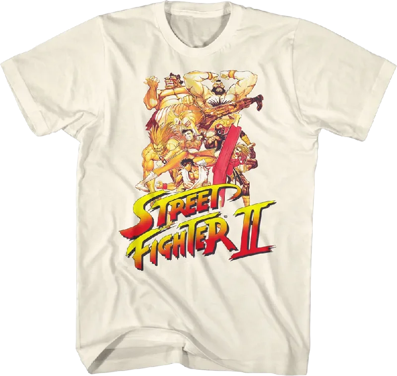 Men's bold pattern t-shirt-Fighting Poses Street Fighter II T-Shirt