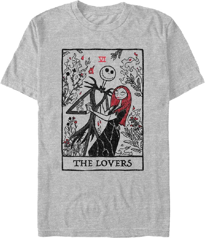 Men's beach-ready t-shirt-The Lovers Tarot Card Nightmare Before Christmas T-Shirt