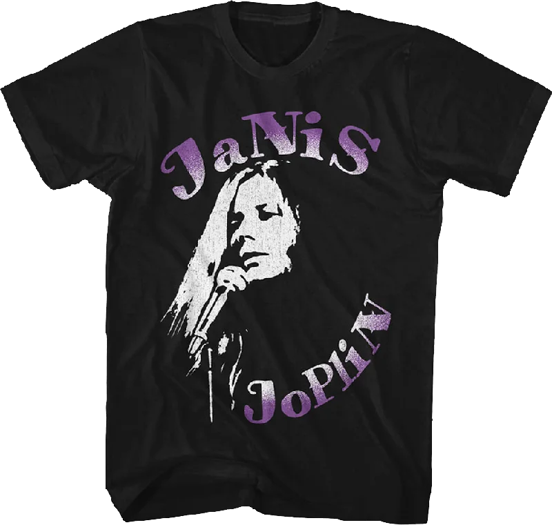 Men's bold pattern t-shirt-Vintage Singing Janis Joplin T-Shirt