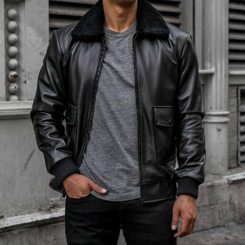 Men's sustainable softshell jacket-Flight Jacket | Black