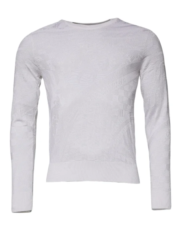 Men's smart casual sweater-Dolce & Gabbana Silk Crew Neck Men Pullover Men's Sweater