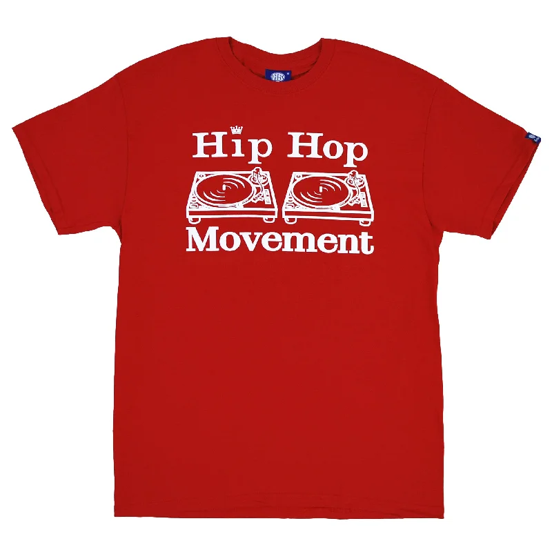 Men's hemp fabric t-shirt-Hip Hop Movement Teeshirt (Red)