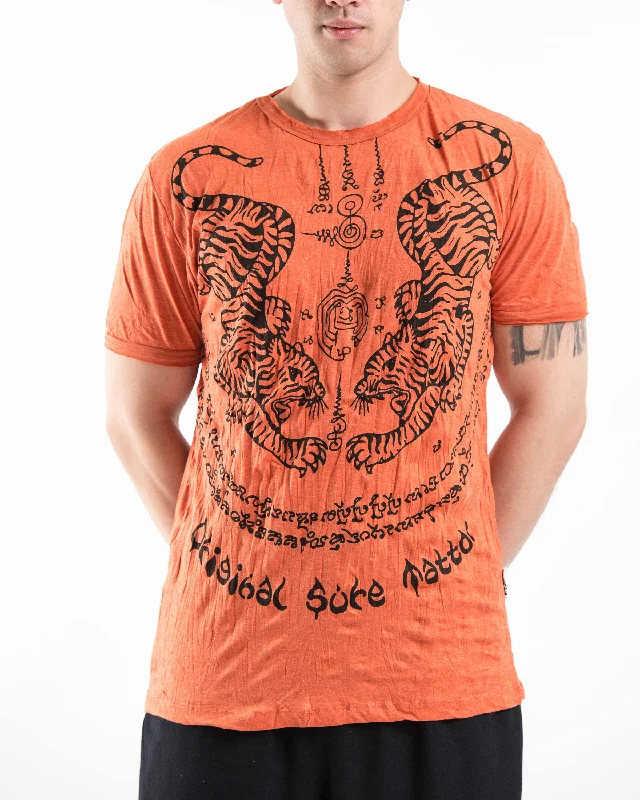 Men's fitted athletic t-shirt-Mens Thai Tattoo T-Shirt in Orange