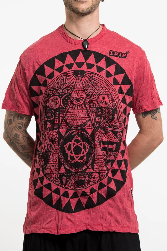 Men's activewear t-shirt-Mens Pyramid Eye  T-Shirt in Red