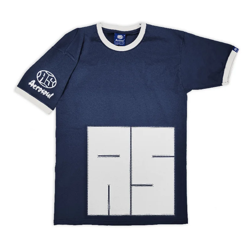 Men's nature-inspired t-shirt-Aero-Stitch Ringer Teeshirt (Navy)