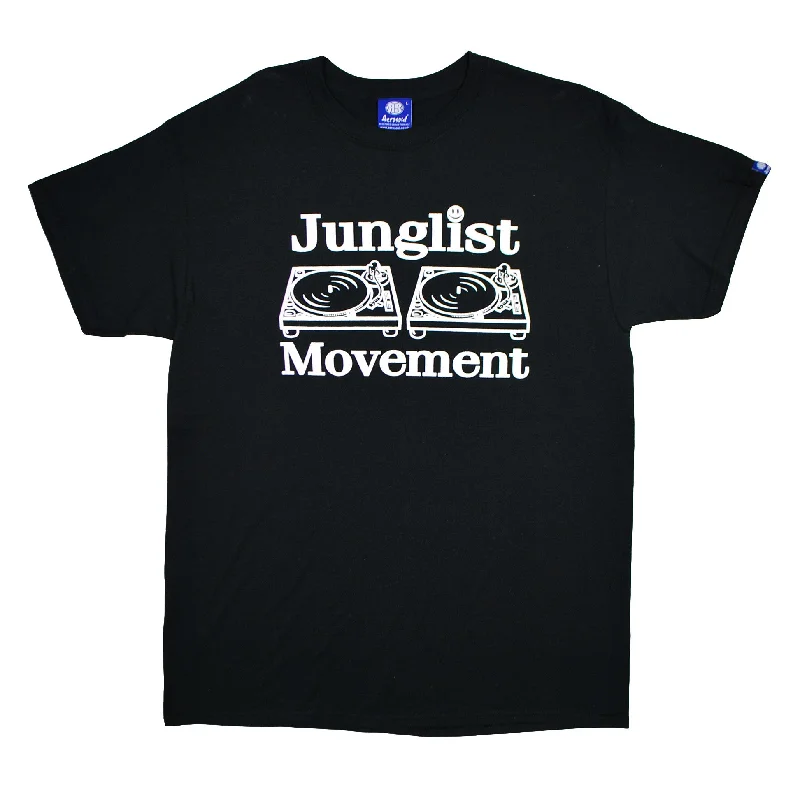 Men's nature-inspired t-shirt-Junglist Movement T-Shirt Black (White)