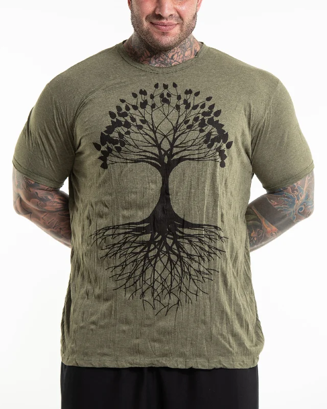 Men's activewear t-shirt-Plus Size Mens Tree of Life T-Shirt in Green