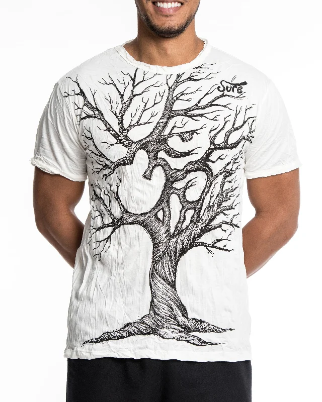 Men's nature-inspired t-shirt-Mens Om Tree T-Shirt in White