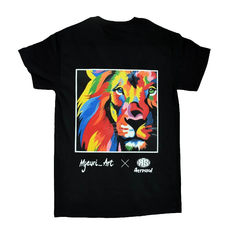 Men's fitted athletic t-shirt-A.S. Africa Lion T-shirt (Black)