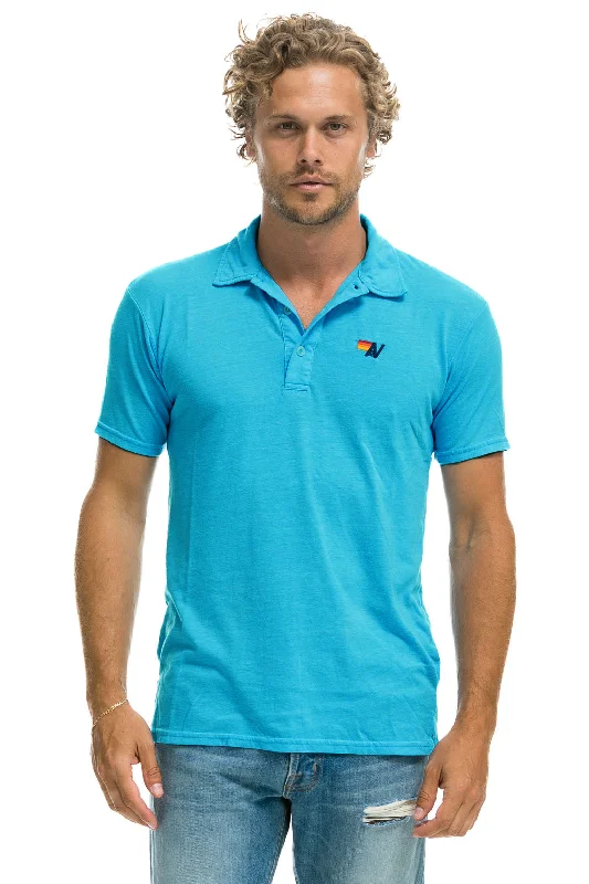 Men's wrinkle-free office polo shirt-AVIATOR NATION POLO - NEON BLUE