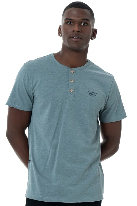 Men's comfort stretch t-shirt-Henley T-Shirt _ 146764 _ Blue