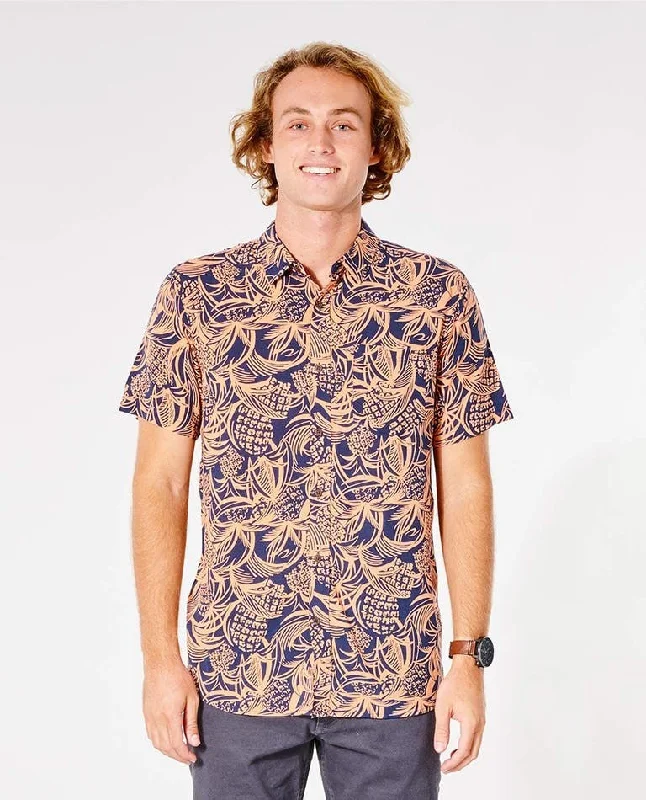 Men's modern casual wear shirt-Rip Curl Short Sleeve Men's Woven Shirts Allover Printed