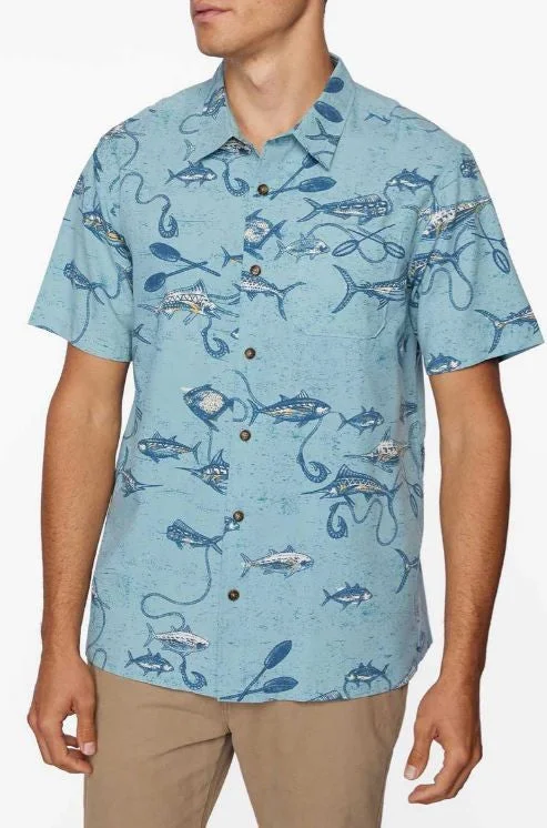 Men's tech-inspired gym wear shirt-O'neill Short Sleeve Men's Woven Shirts Allover Printed