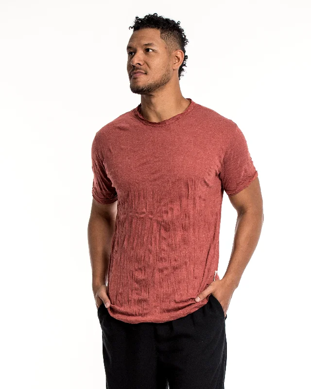 Men's fitted athletic t-shirt-Mens Solid Color T-Shirt in Brick