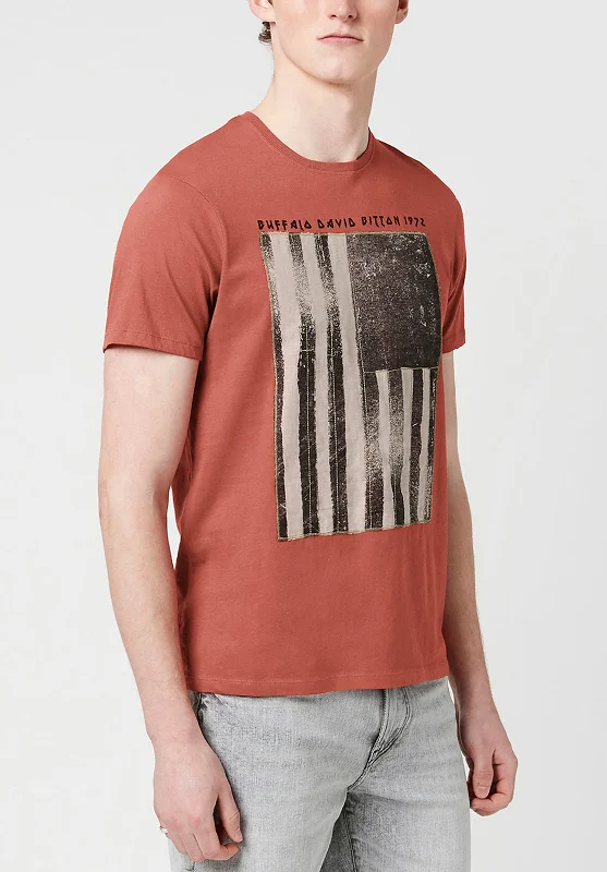 Men's luxury blend t-shirt-Tarot Greyscale Americana Men's T-Shirt Terracotta - BM23765