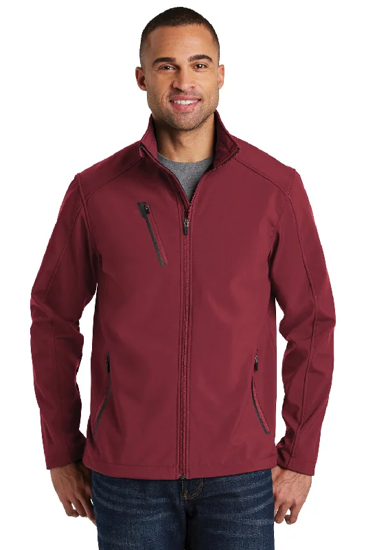 Men's adventure-ready softshell jacket-Port Authority Mens Welded Wind & Water Resistant Full Zip Jacket - Garnet Red - Closeout