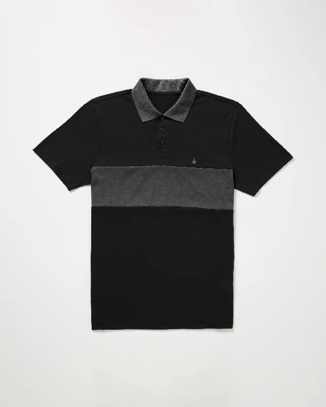 Men's weather-resistant gym wear shirt-Palm Polo Shirt - Black