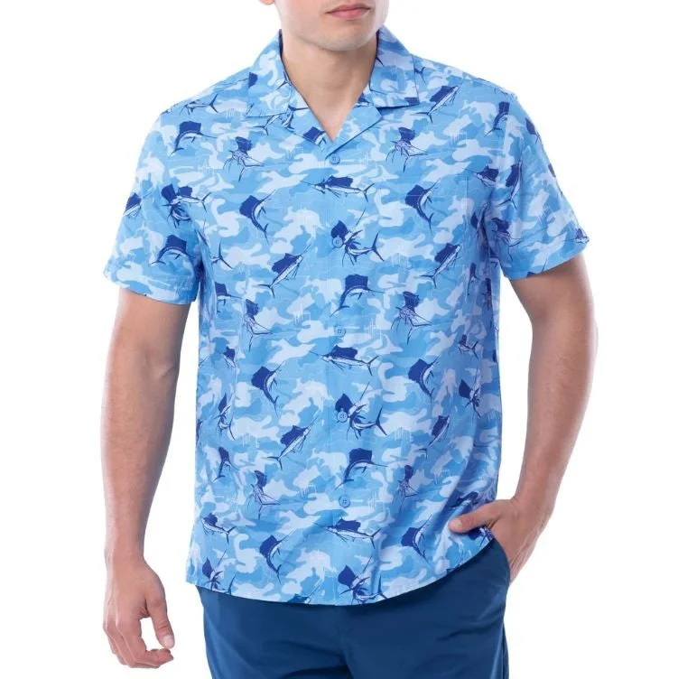 Men's organic office wear shirt-Guy Harvey Short Sleeve Men's Fishing Shirt