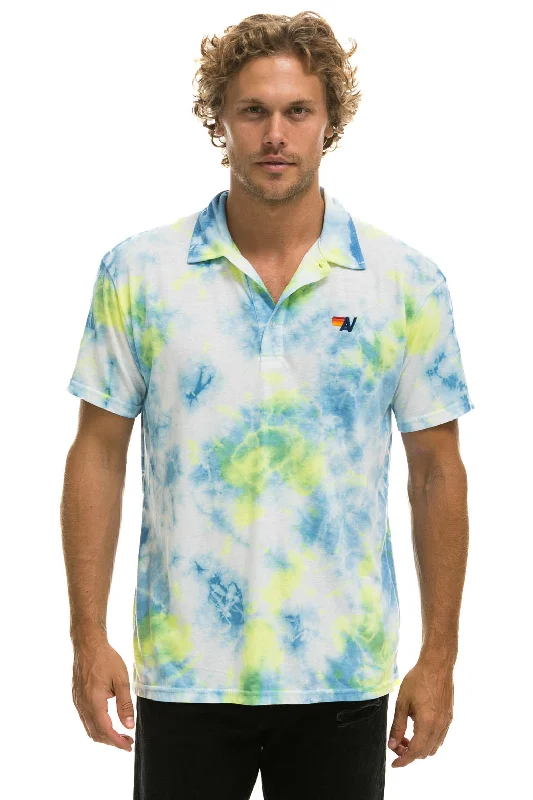 Men's sporty travel polo shirt-AVIATOR NATION POLO - TIE DYE YELLOW