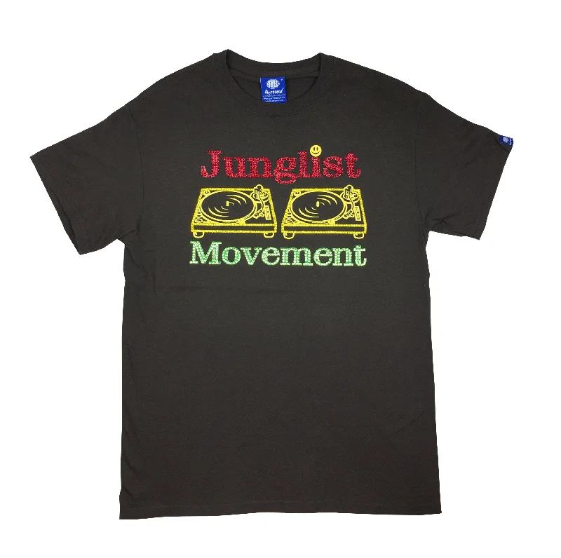 Men's ethical fashion t-shirt-Custom Junglist Movement X Swarovski Crystals Teeshirt (Brown)