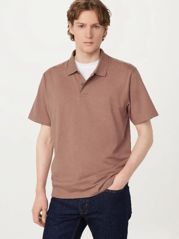 Men's quick-dry casual wear polo shirt-The Boxy Polo in Walnut