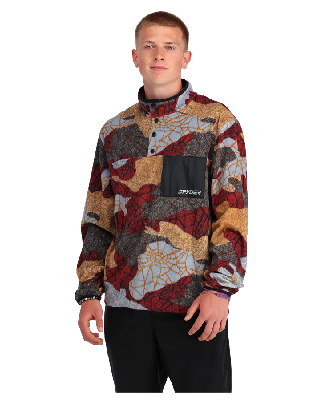 Men's premium sweatshirt-Spyder Unisex Snap Lounge Pullover - Red Multi - 2023