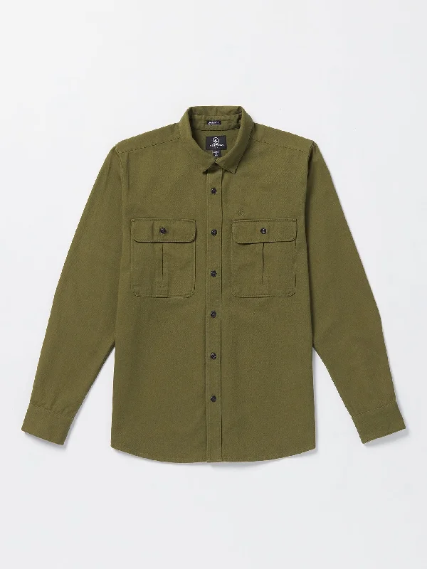 Men's weather-resistant gym wear shirt-Stone Benchmark Long Sleeve Shirt - Expedition Green