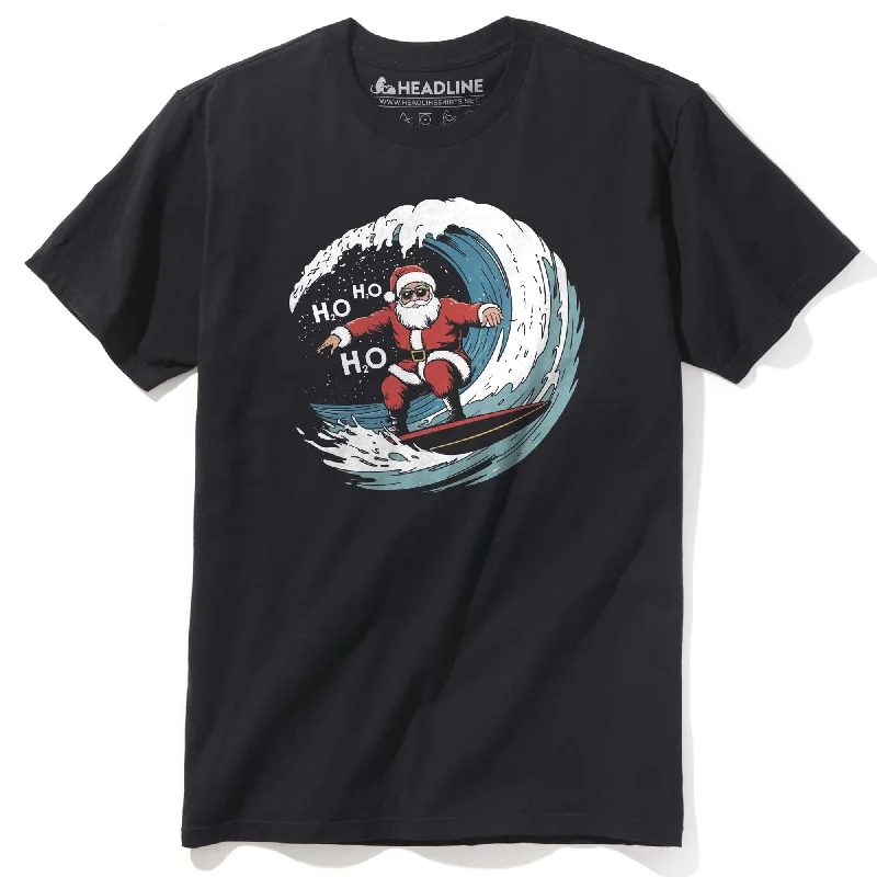 Men's eco-conscious t-shirt-Surfing Santa T-Shirt