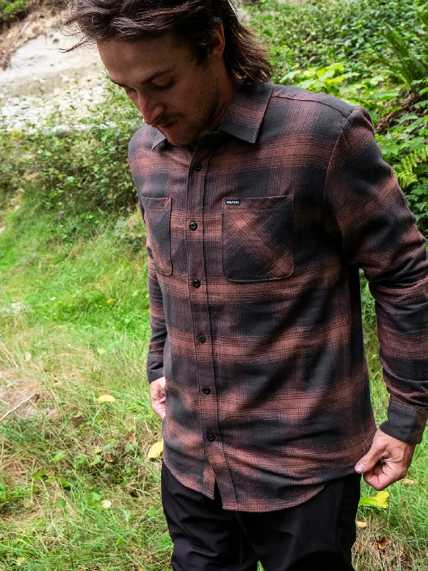 Men's comfortable gym shirt-Netastone Flannel Long Sleeve Shirt - Stealth