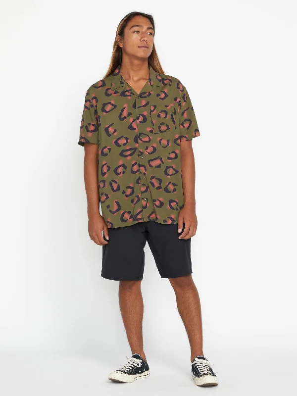 Men's sporty dress shirt-Stone Party Animals Short Sleeve Shirt - Military