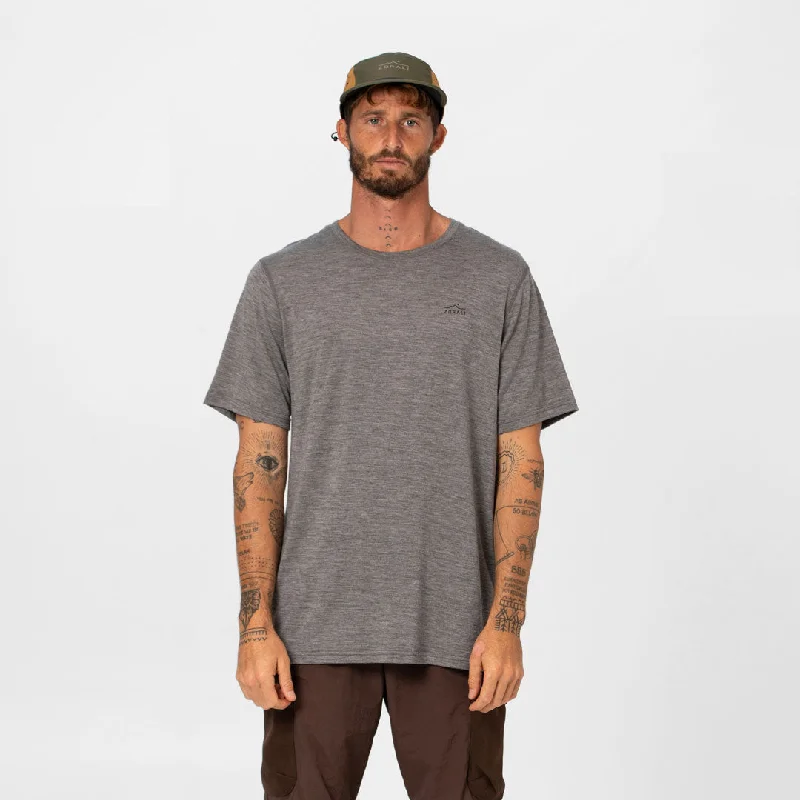 Men's avant-garde t-shirt-Mens Merino T-Shirt Grey Marle