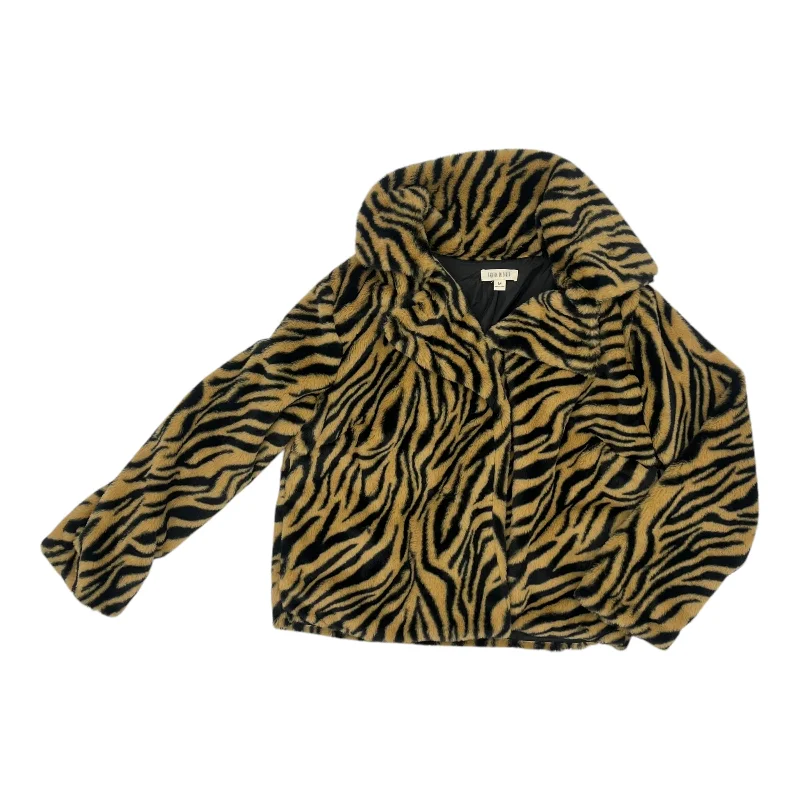 Men's eco-friendly anorak-Jacket Faux Fur & Sherpa By Fashion On Earth In Animal Print, Size:M