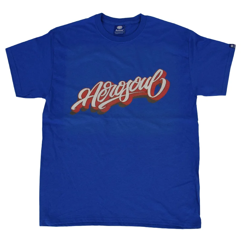 Men's eco-conscious t-shirt-Aero-Script T-Shirt (Royal Blue)