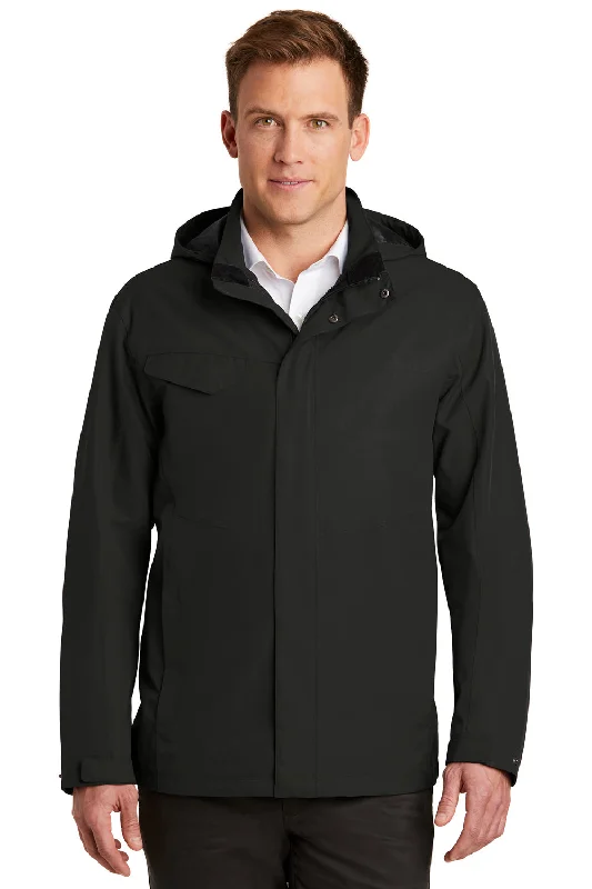 Men's tech-inspired utility jacket-Port Authority Mens Collective Waterproof Full Zip Hooded Jacket - Deep Black