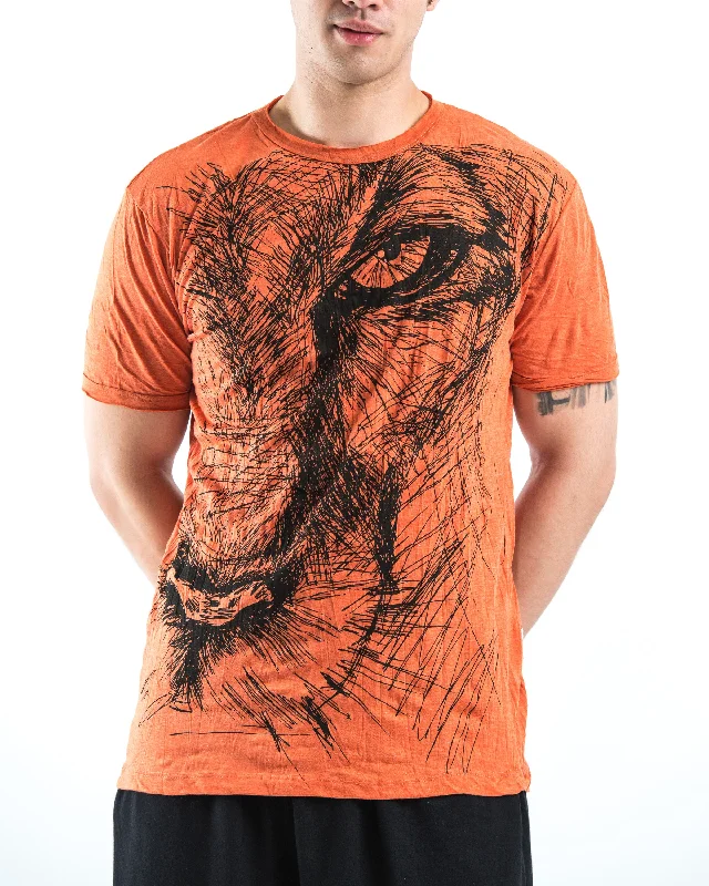 Men's fitted athletic t-shirt-Mens Lions Eye T-Shirt in Orange