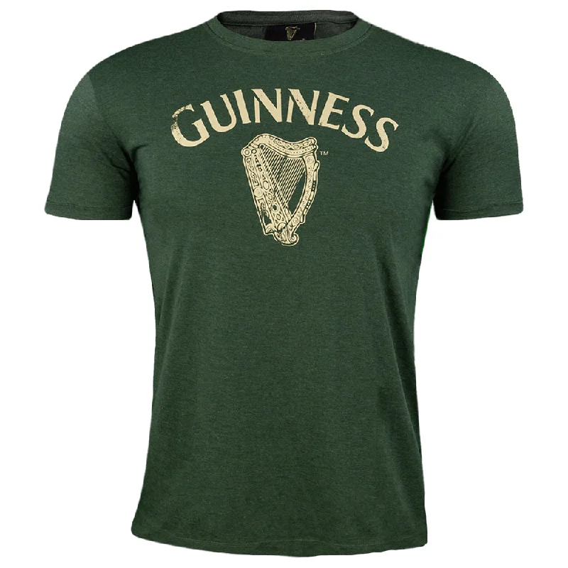 Men's ethical fashion t-shirt-Guinness Green Vintage Heathered Harp Tee