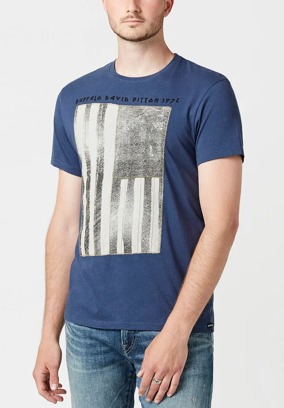 Men's minimalist t-shirt-Tarot Greyscale Americana Men's T-Shirt in Navy - BM23765