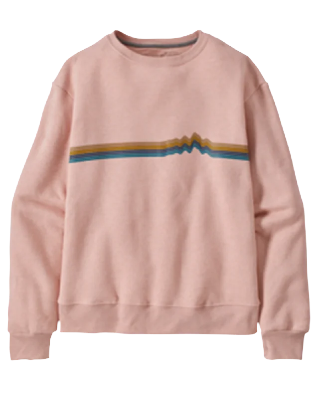 Men's organic cotton sweatshirt-Patagonia Women's Ridge Rise Stripe Uprisal Crew Sweatshirt - Cozy Peach