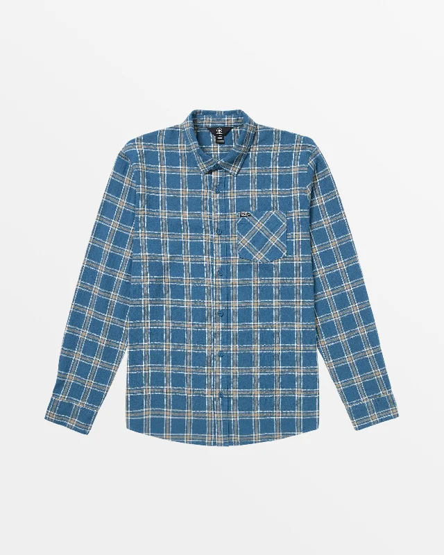 Men's tech-inspired office wear shirt-Loreto Flannel Long Sleeve Shirt - Smokey Blue