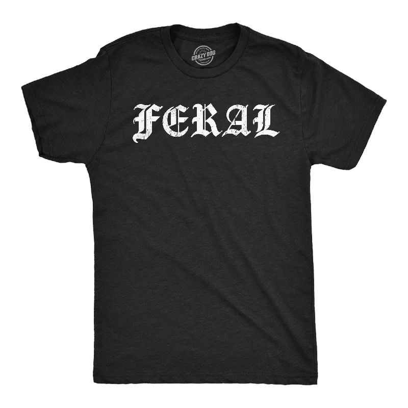 Men's embroidered t-shirt-Feral Men's T Shirt