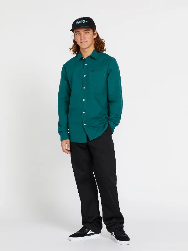 Men's tech-fabric casual wear shirt-Veeco Oxford Long Sleeve Shirt - Ranger Green