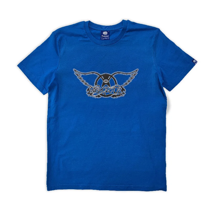 Men's hemp fabric t-shirt-Aero-Wings Teeshirt (Royal)